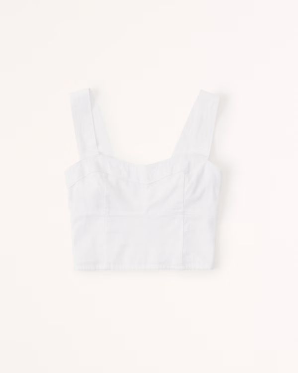 Women's Cropped Linen-Blend Corset Top | Women's The A&F Getaway Shop | ????? | Abercrombie & Fitch (US)