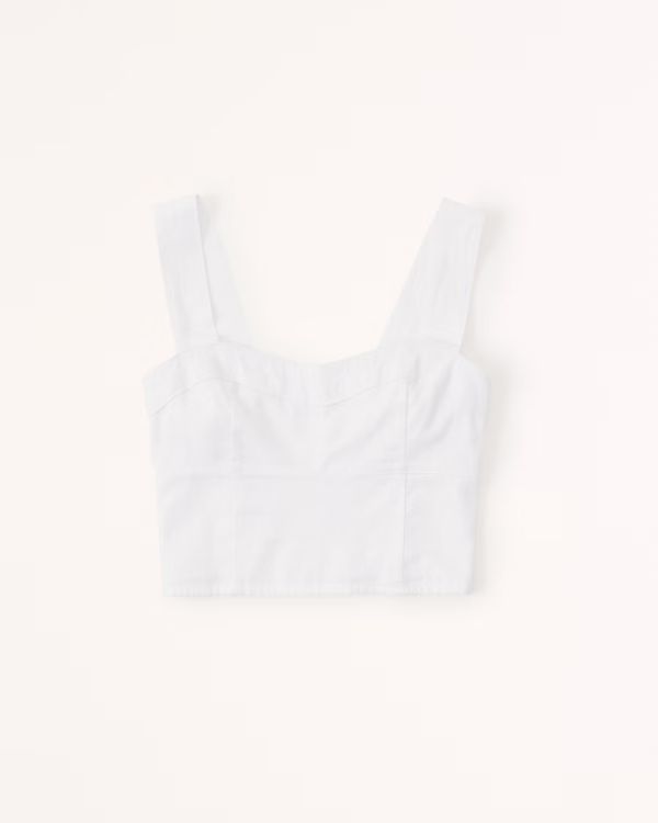 Cropped Linen-Blend Corset Top | Abercrombie & Fitch (US)