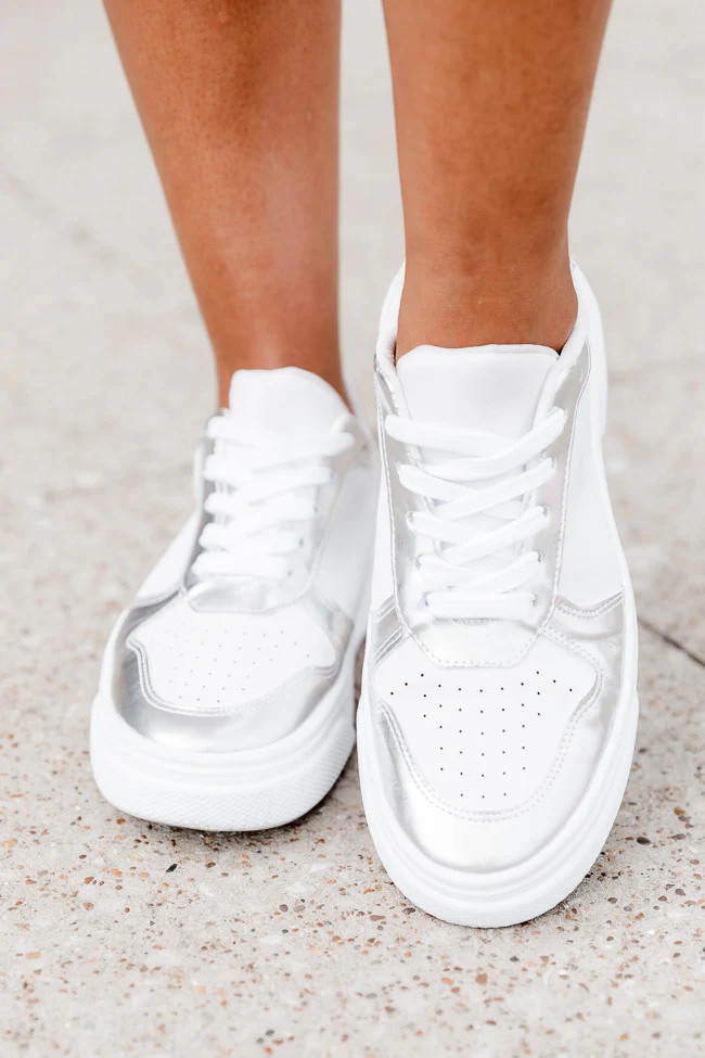 Olivia Silver Metallic Sneaker | Pink Lily