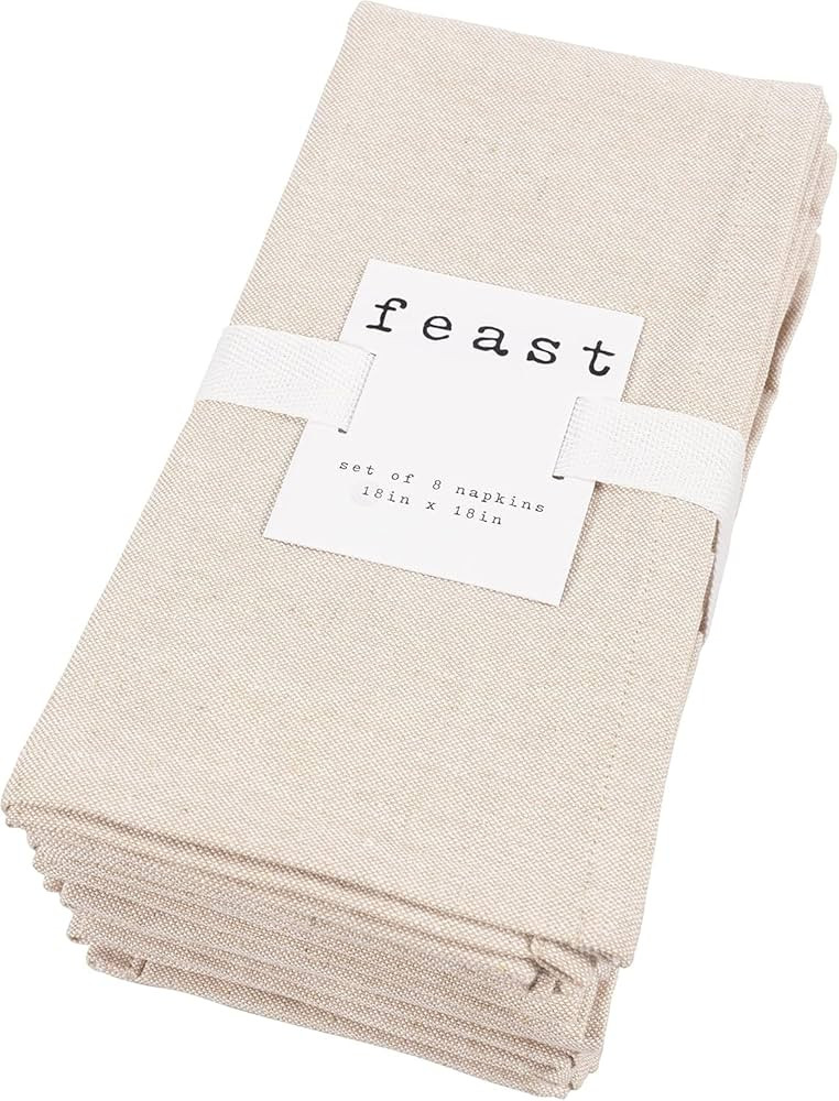 KAF Home Overbrook Chambray Dinner Napkins - Set of 8 (Beige) | Amazon (US)