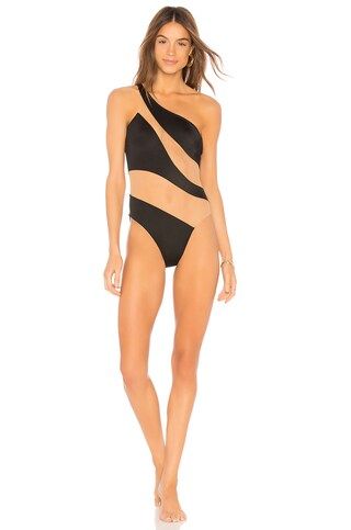 Norma Kamali Snake Mesh Mio One Piece in Black from Revolve.com | Revolve Clothing (Global)