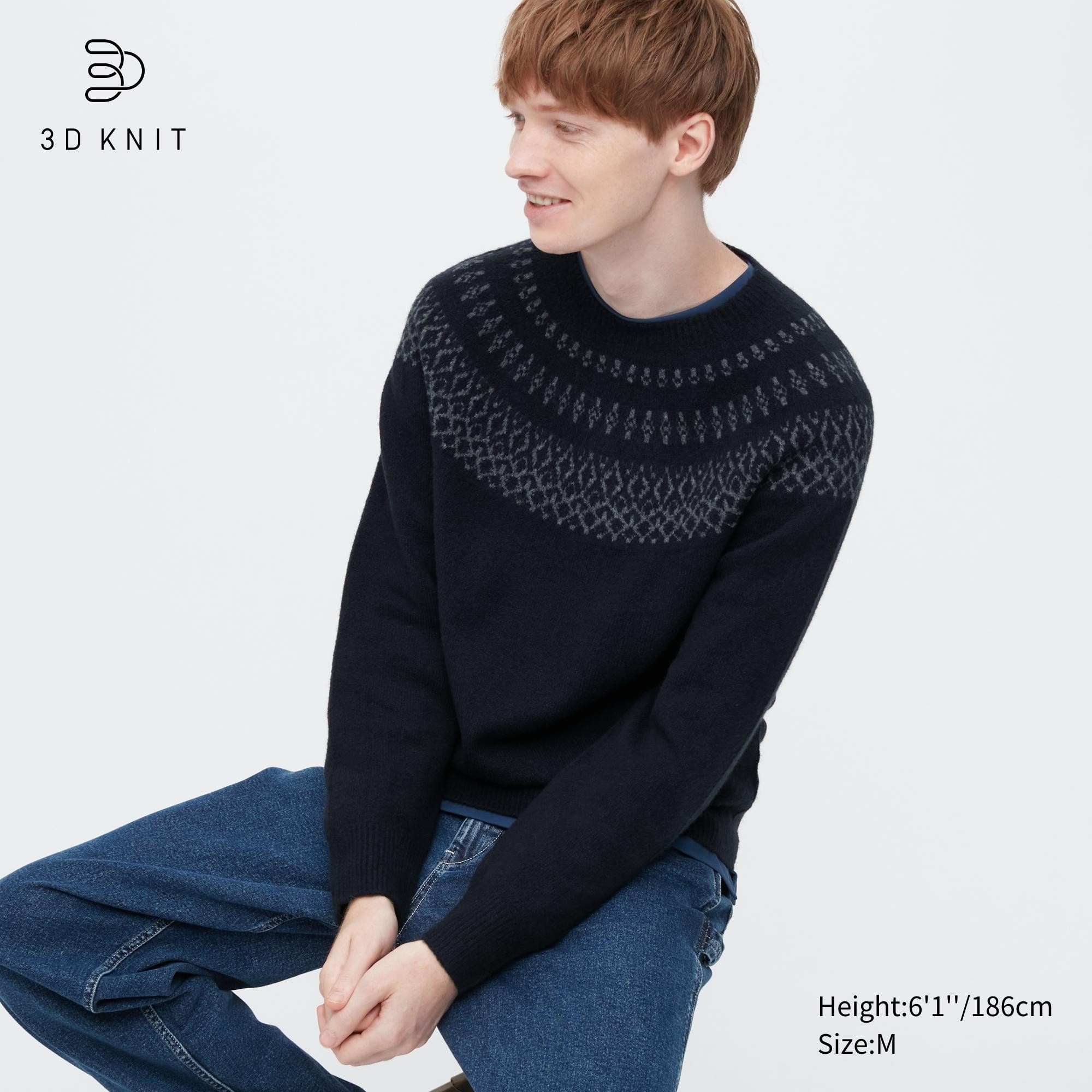 3D Knit Souffle Yarn Long-Sleeve Sweater (Fair Isle) | UNIQLO (US)