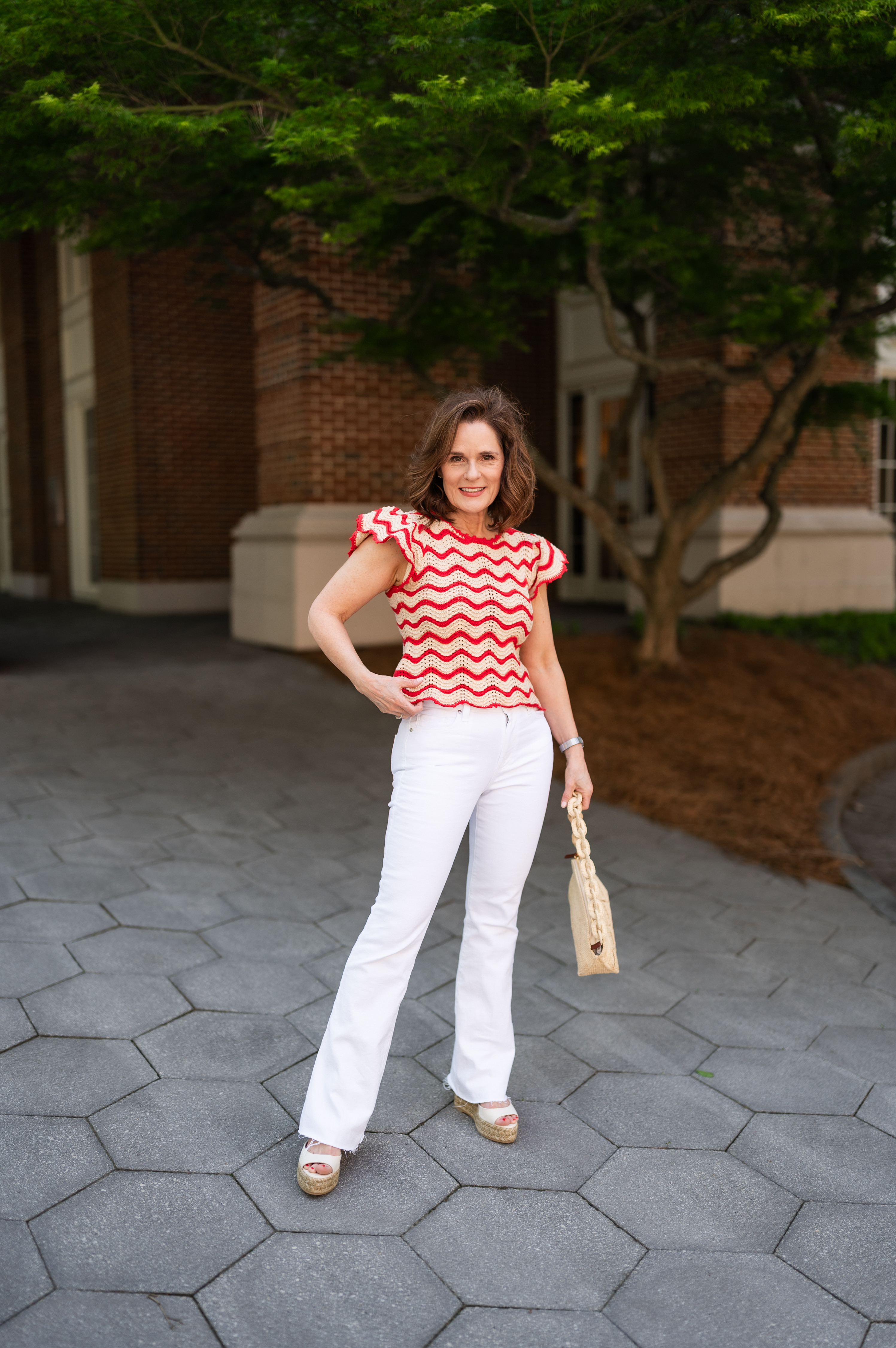 Peplum top and white jeans for an elevated casual look.  Paired with espadrilles and a woven handbag.

summer outfit, crochet top, boot cut white denim 

 

#LTKOver40 #LTKPetite #LTKShoeCrush
