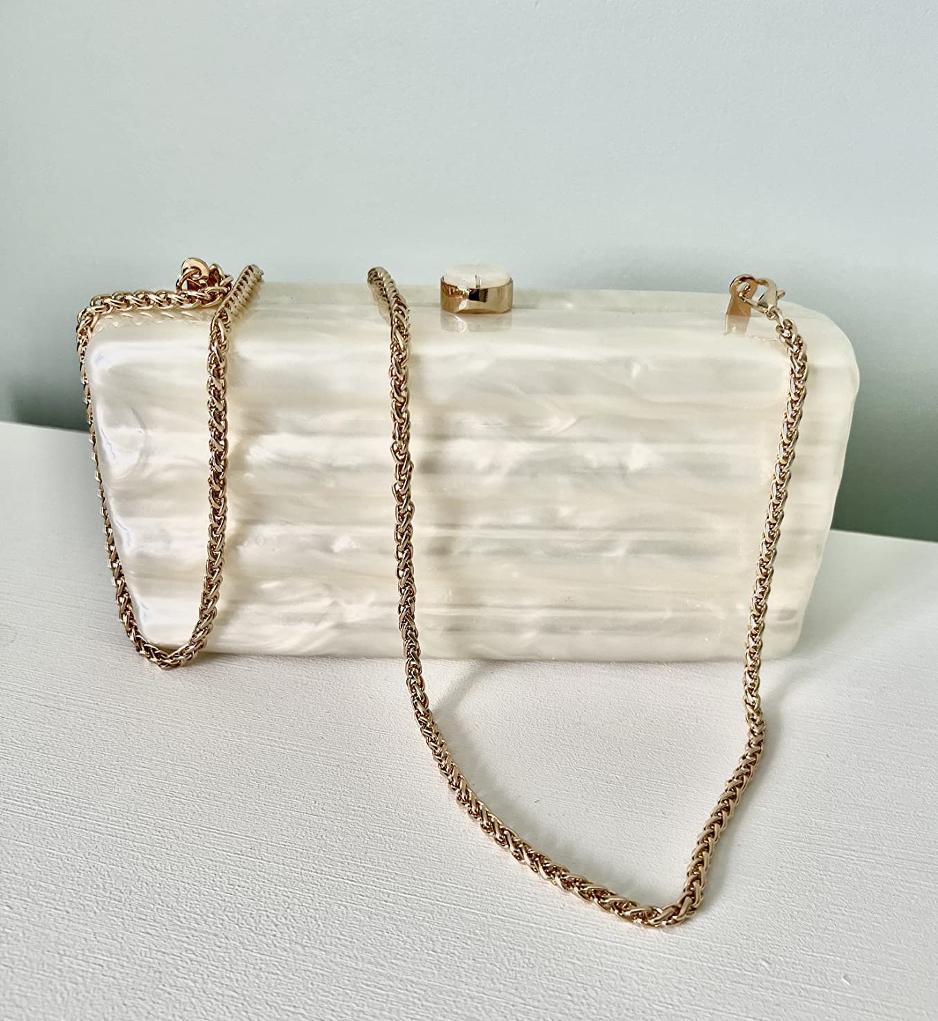 Women Acrylic Clutch Purse Marbled Evening Shoulder Bag for Wedding Cocktail Party Prom | Amazon (US)