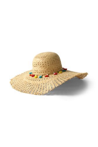 Women's Multi-coloured Tasselled Straw Sun Hat | Lands End UK