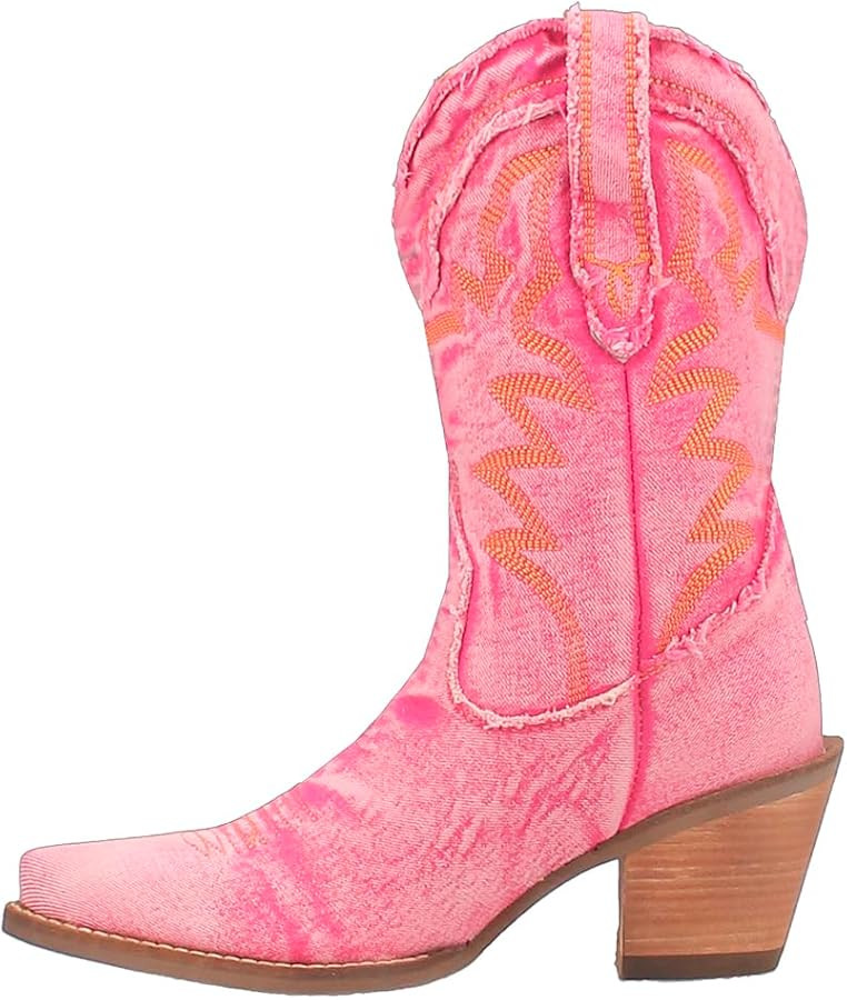 Dingo Womens Y'all Need Dolly Embroidery Snip Toe Casual Boots Mid Calf High Heel 3" & Up - Black | Amazon (US)