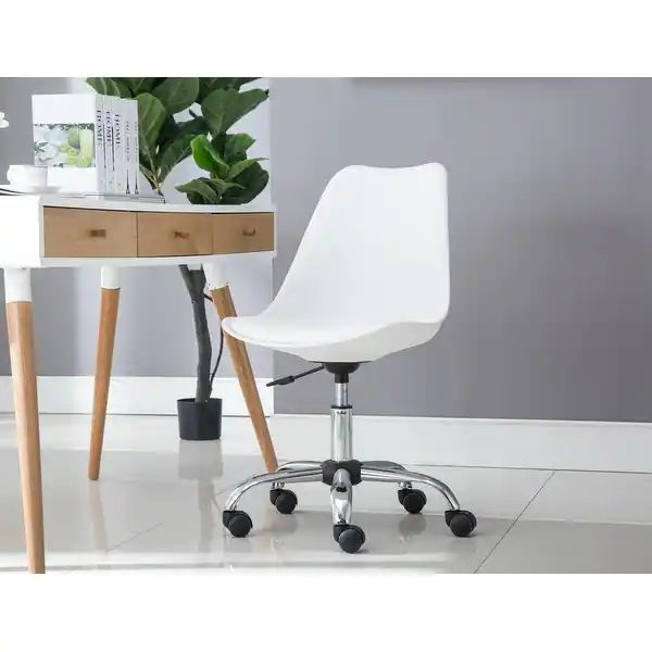 Porthos Home Yui Armless Office Chair, Height Adjustable Swivel Seat - White | Bed Bath & Beyond
