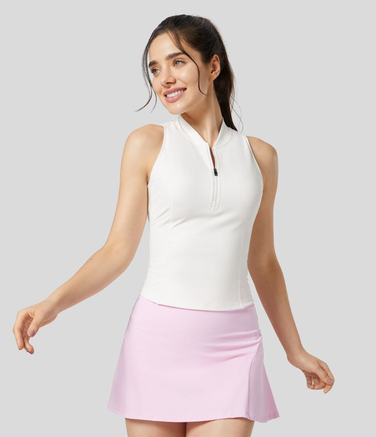 Women’s Baseball Collar Half Zipper Slim Quick Dry Golf Tank Top - Halara | HALARA