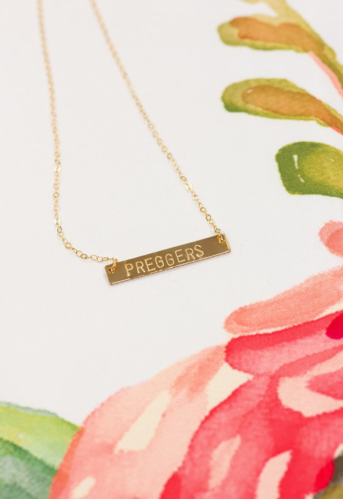 Gold Preggers Bar Necklace - Sexy Mama Maternity | Sexy Mama Maternity