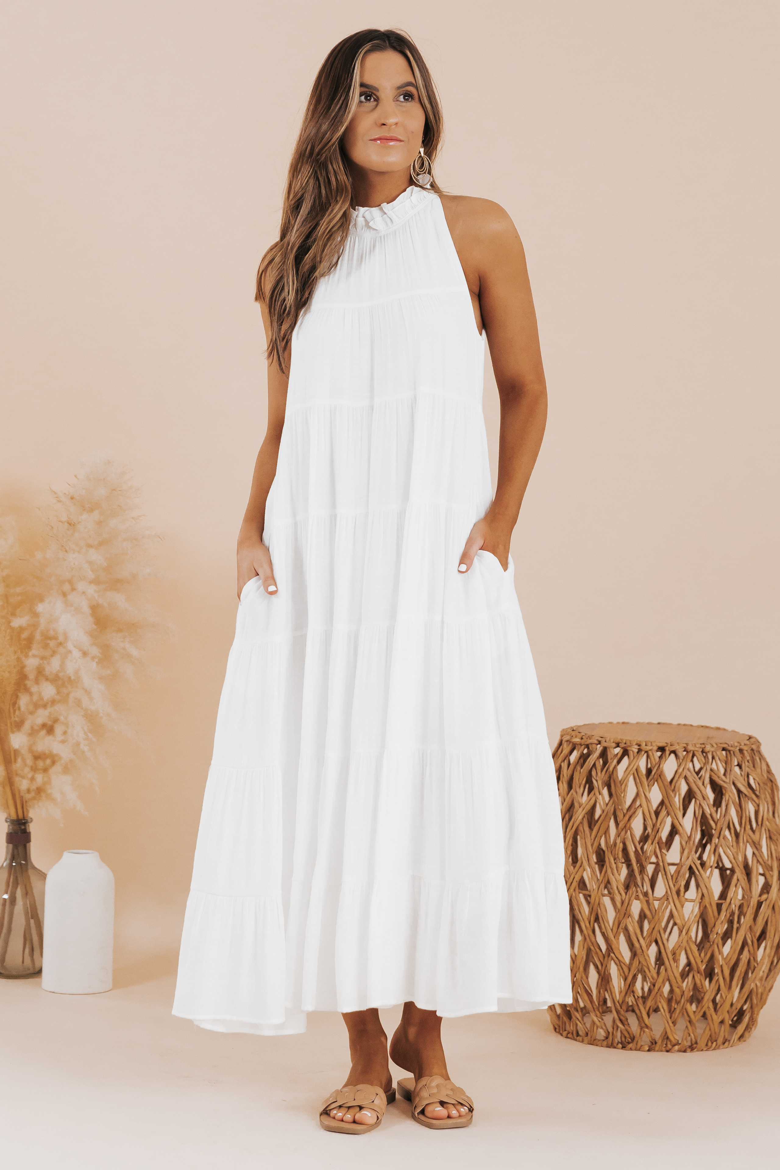 White Sleeveless Tiered Maxi Dress | Magnolia Boutique