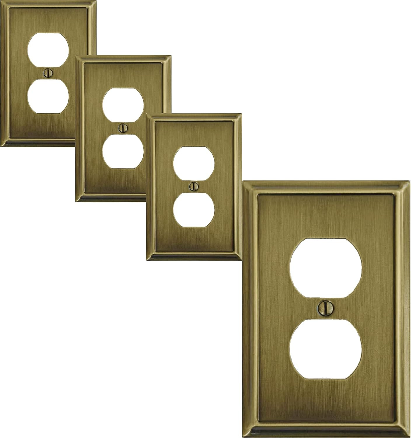 Single Duplex Outlet Light Switch Cover Aria Metal Wall Plate, 4-Pack Antique Brass 1 Gang, for Receptacle Light Switch, Switch Cover Decorative Wallplate, Durable | Amazon (US)