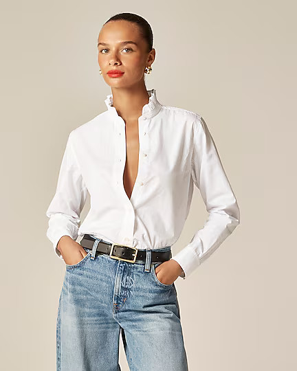 Jules ruffle-collar shirt in cotton poplin | J. Crew US