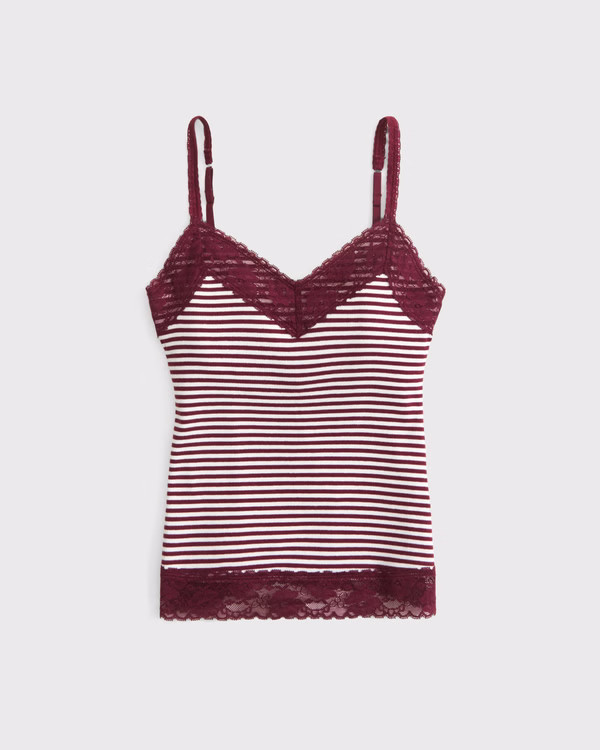 Bra-Free Lace-Trim Rib Cami | Abercrombie & Fitch (US)