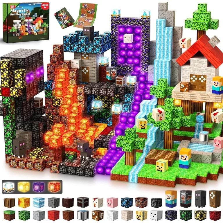 Annexfun 200 PCS Magnetic Blocks with Light Up Blocks - Magnetic Building Blocks, Magnetic Constr... | Walmart (US)