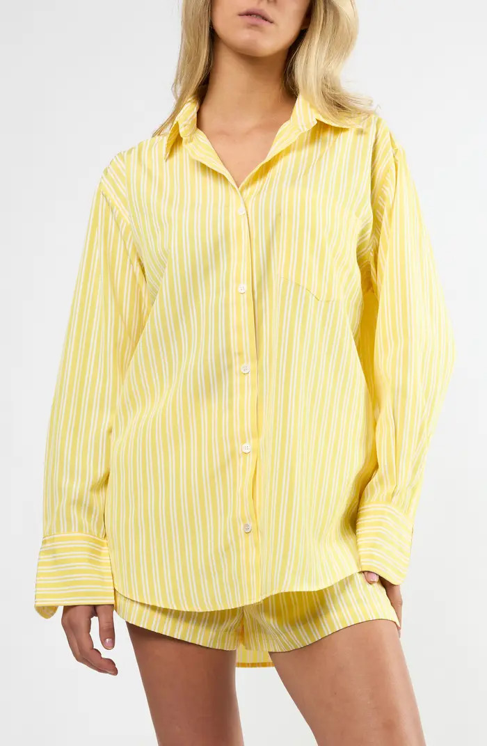 Seaside Stripe Cotton Blend Button-Up Shirt | Nordstrom