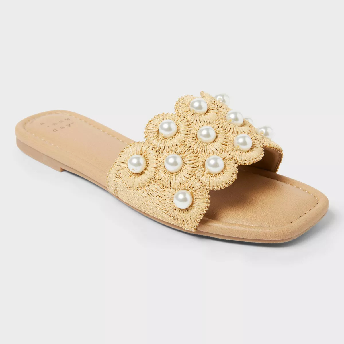 Women's Delaney Ornament Slide Sandals with Memory Foam Insole - A New Day™ Tan | Target