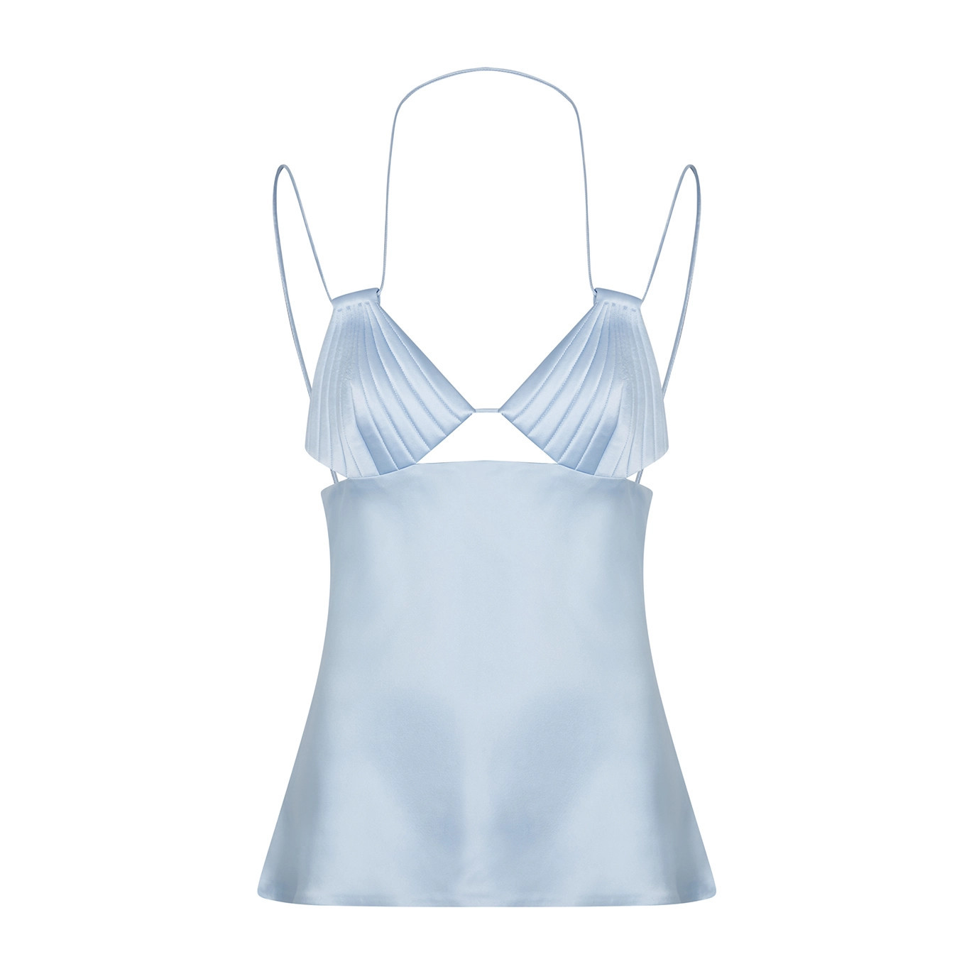 Bevza Mermaid Cut-out Satin Top - Light Blue - L | Harvey Nichols (Global)