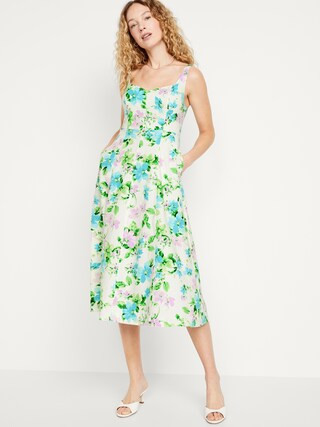 Fit & Flare Sleeveless Midi Dress | Old Navy (CA)