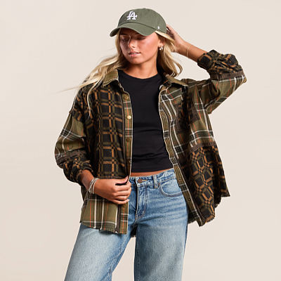 Pieced Plaid Shacket | Buckle