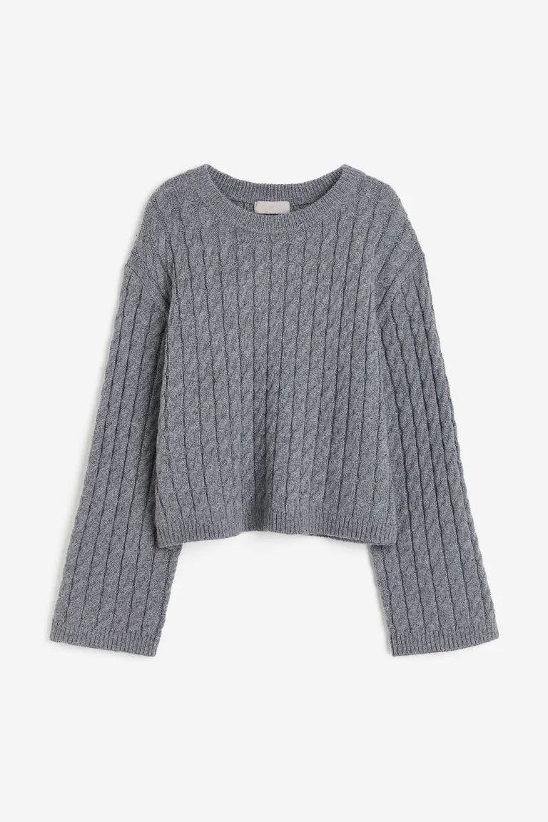 Cable-knit Sweater - Gray melange - Ladies | H&M US | H&M (US + CA)
