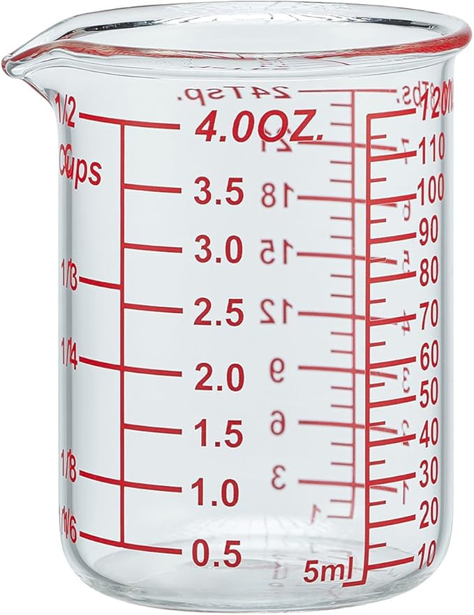 120 ML/4OZ High Borosilicate Glass Measuring Cup-V-Shaped Spout,Glass Measuring Beaker for Kitche... | Amazon (US)