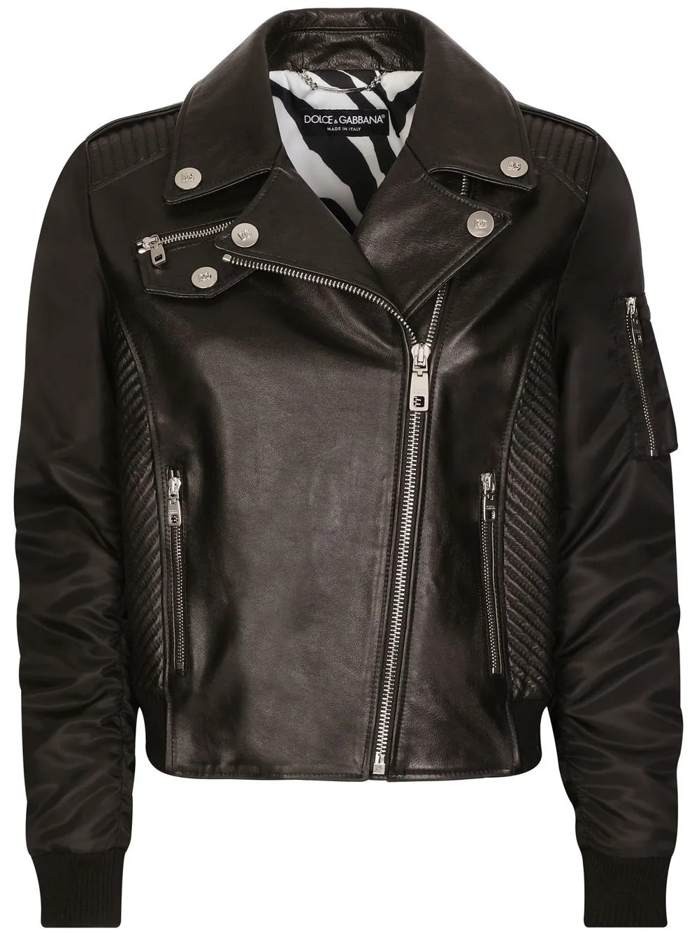 Dolce & Gabbana Leather Biker Jacket | Black | FARFETCH UK | Farfetch Global