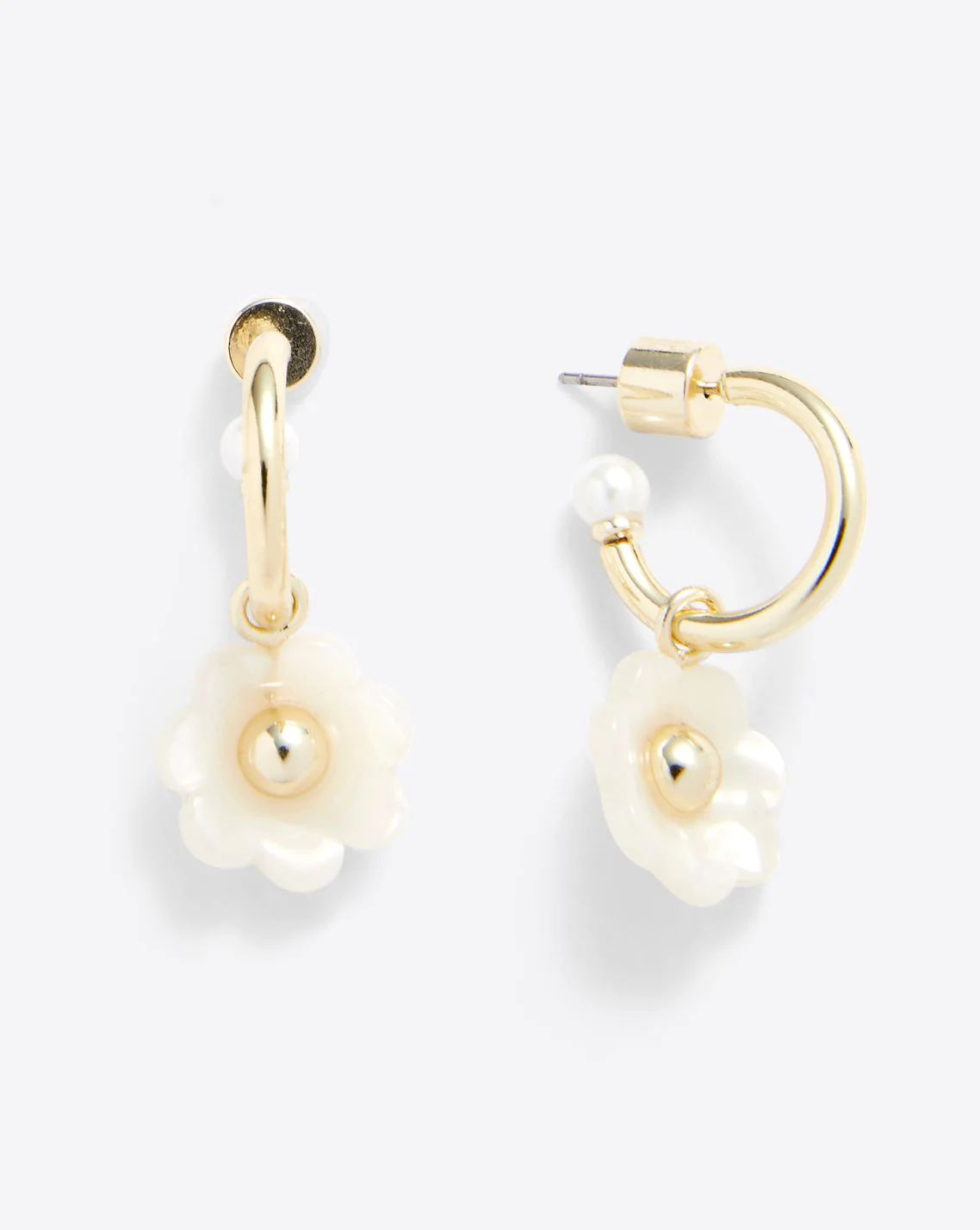 Hoop Earrings with Flower Drop in Magnolia White | Draper James (US)