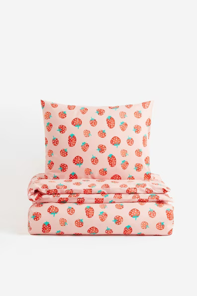 H & M - Patterned Twin Duvet Cover Set - Orange | H&M (US + CA)