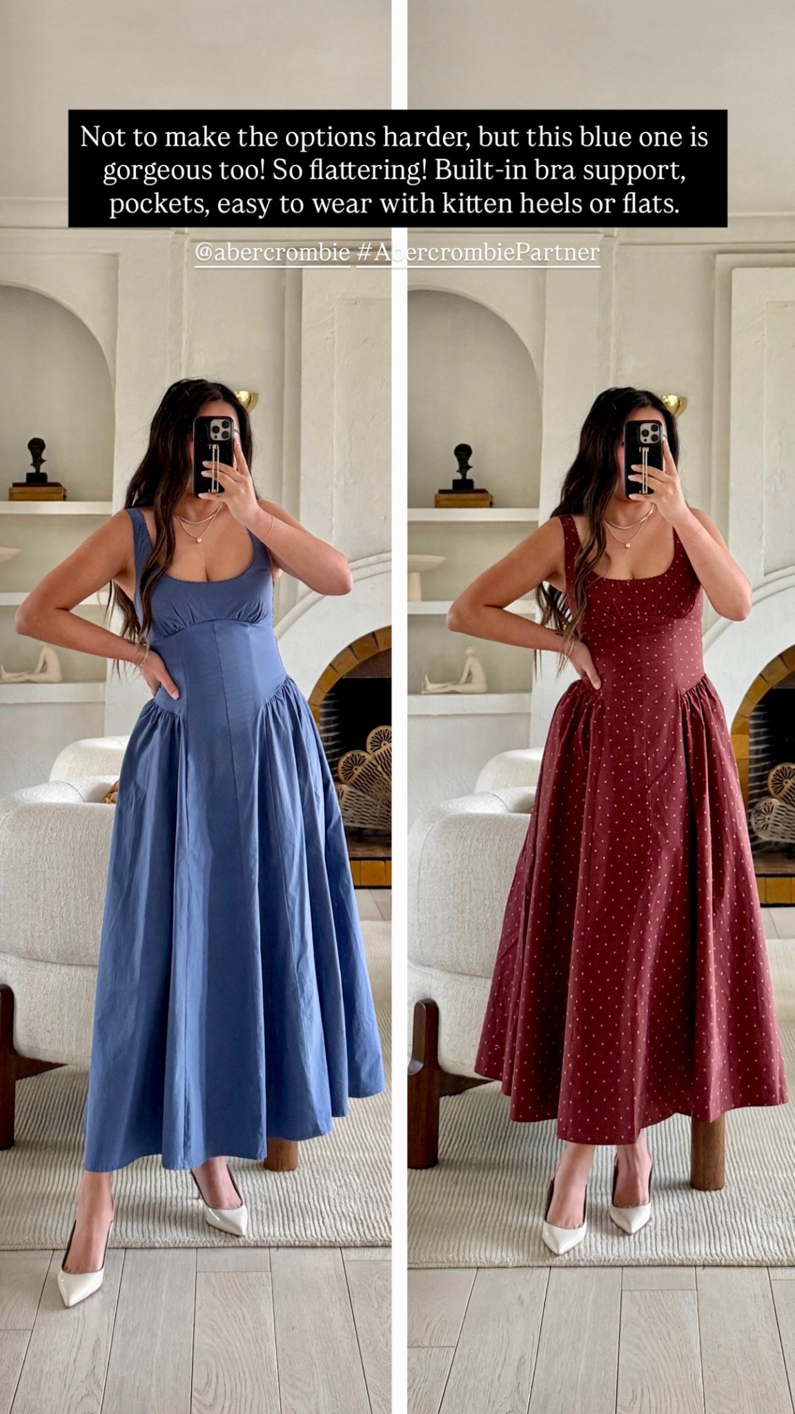 The dress of spring/summer! 

For size reference, I’m 5 ft 115 pounds with a postpartum mommy tummy and wearing an XS Petite. Midsection and petite friendly. So flattering! Built-in bra support, pockets, easy to wear with kitten heels or flats.

@abercrombie 
#abercrombiepartner

#LTKPetite #LTKOver40 #LTKootd