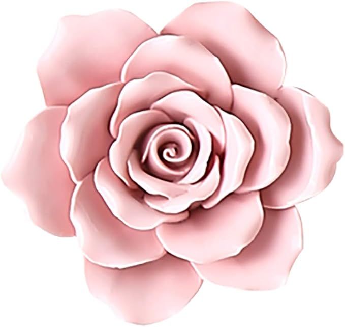 ALYCASO Rose Ceramic Flower Wall Décor Artificial 3D Flower Wall Art for Living Room Home Hallwa... | Amazon (US)