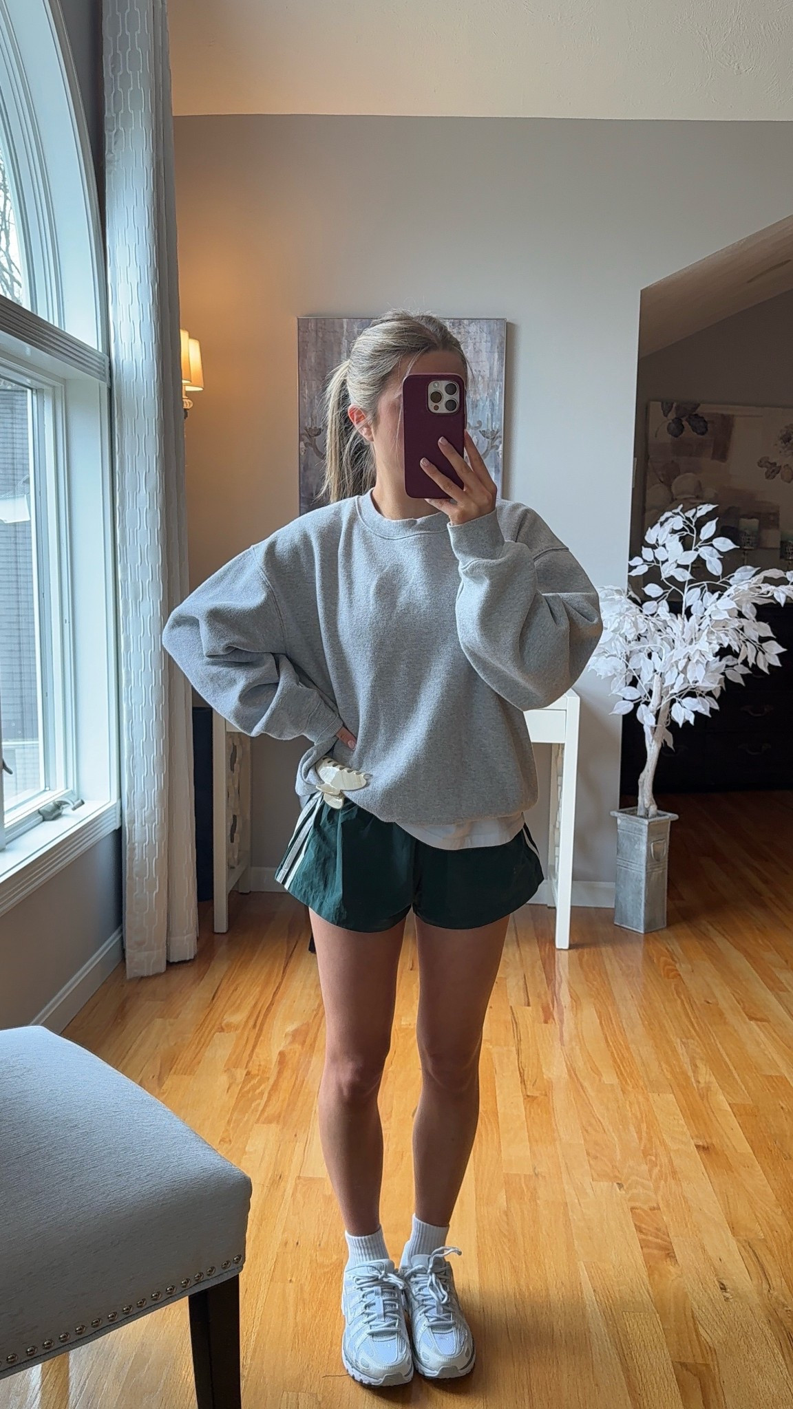 wearing a xxs in shorts and medium in crewneck 

#LTKSeasonal #LTKU #LTKootd