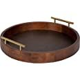 Kate And Laurel Lipton Modern Round Tray, 18", Dark Walnut and Gold, Decorative Accent Tray for S... | Amazon (US)