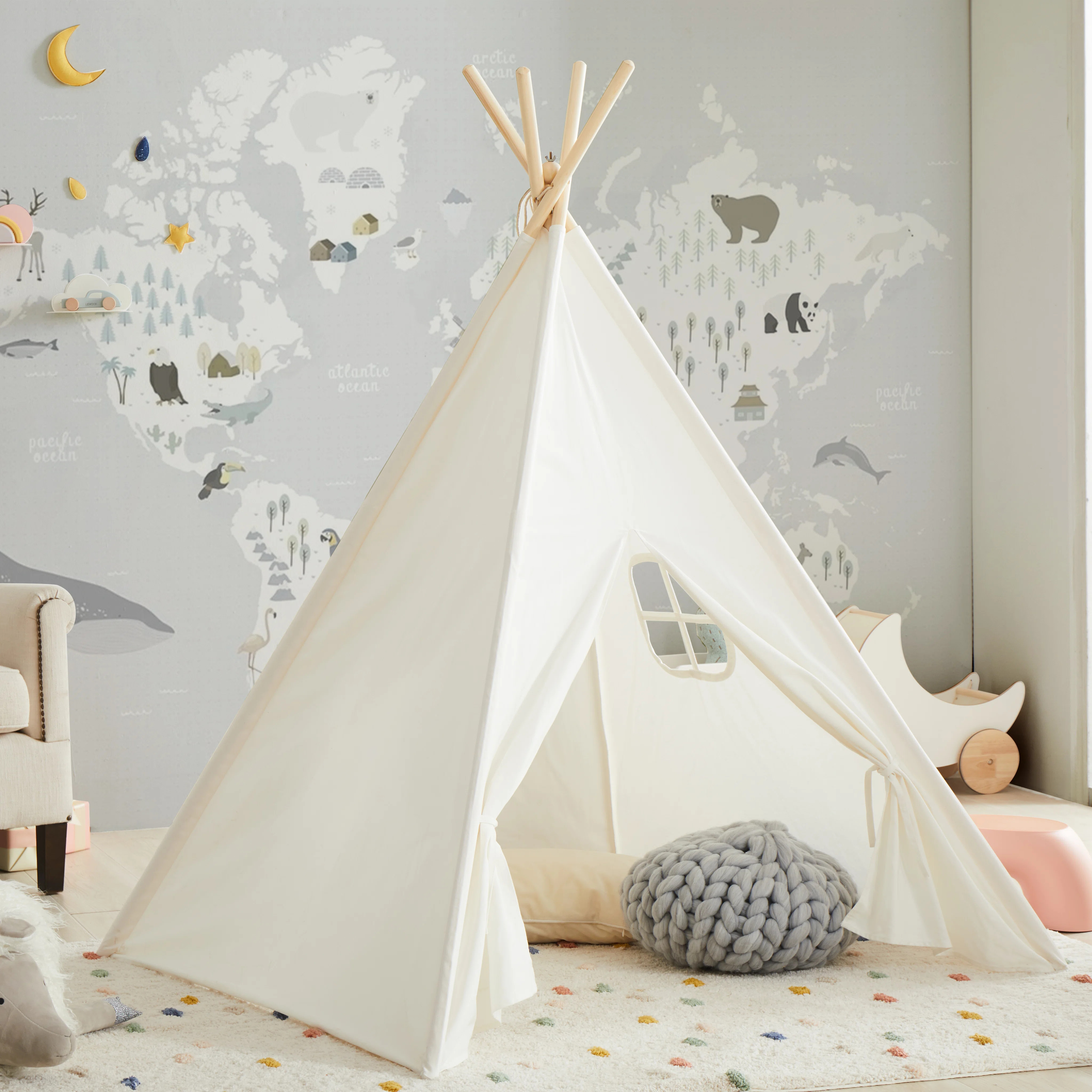 Asweets 43'' W x 43'' D Indoor Cotton Triangular Play Tent & Reviews | Wayfair | Wayfair North America