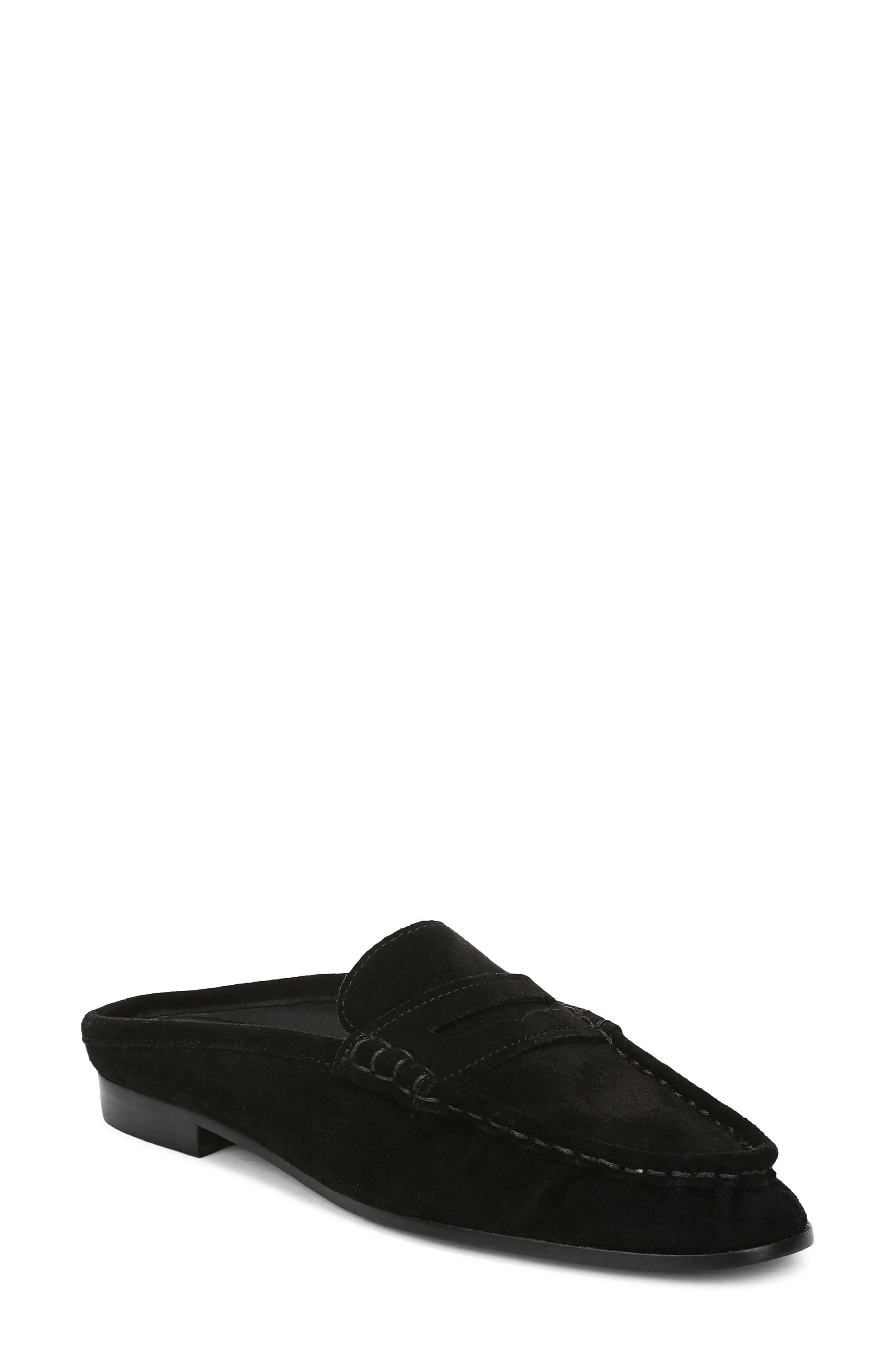Sam Edelman Louella Penny Loafer Mule in Black Suede at Nordstrom, Size 10 | Nordstrom