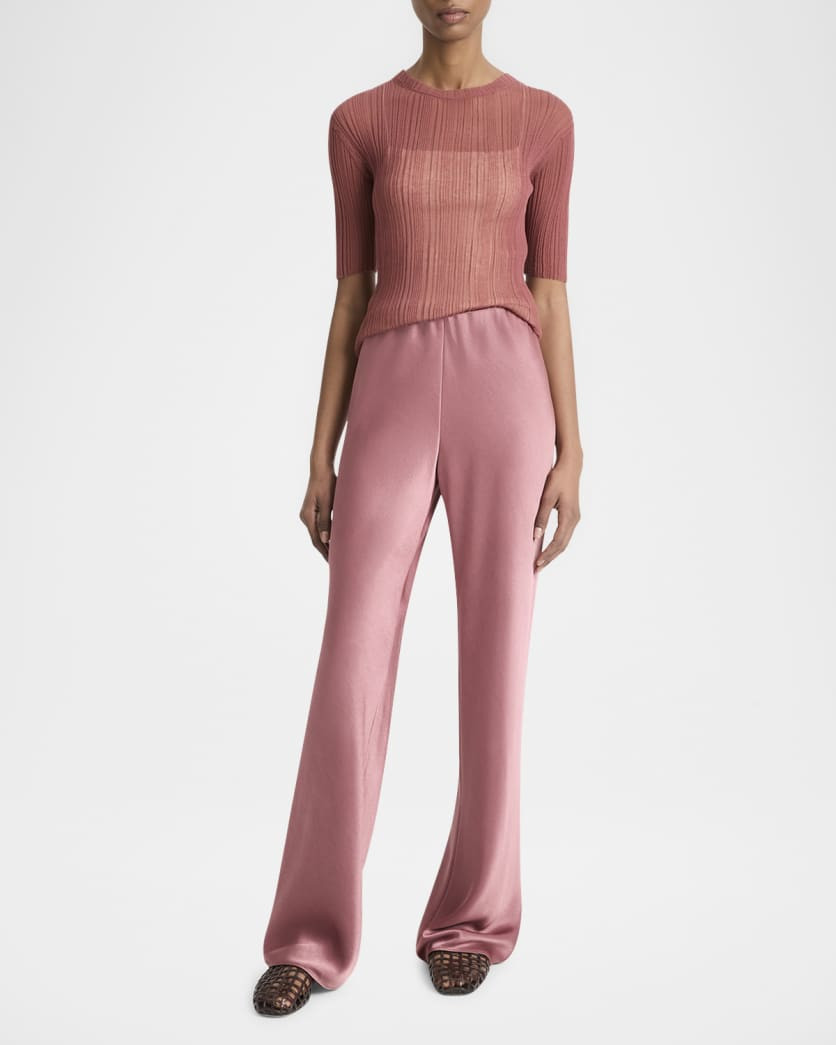 Fluid Bias-Cut Crushed Satin Pants | Neiman Marcus