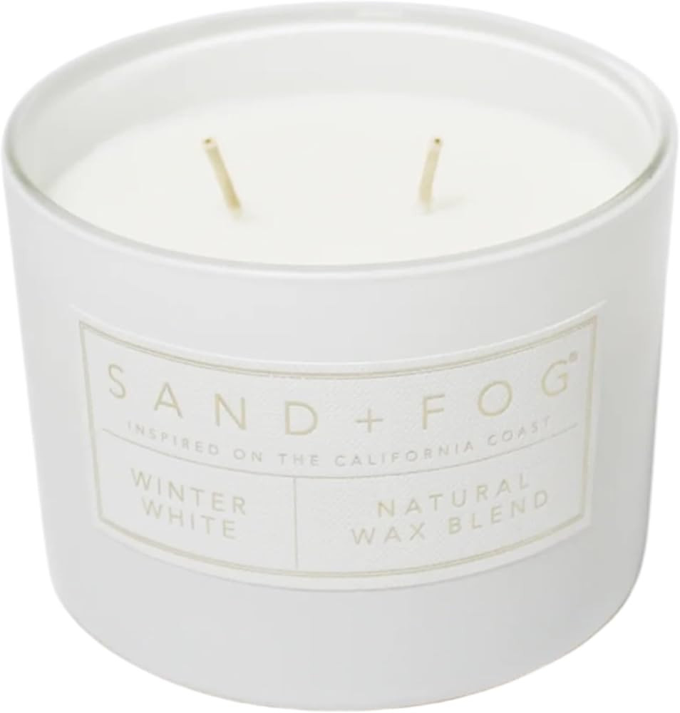 Sand + Fog Winter White Natural Wax Blend Scented Candle, 12 oz with Ceremic Holiday Lid | Amazon (CA)