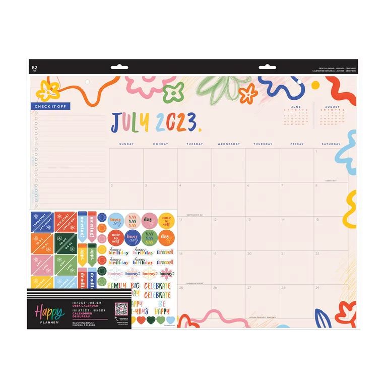 Happy Planner, Weekly/Monthly Desk Calendar, Blooming Brush, 18 x 22, July 2023 - June 2024 | Walmart (US)