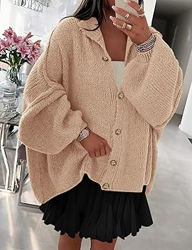 PRETTYGARDEN Women's Winter Button Down Cardigan Sweaters Mock Neck Lantern Long Sleeve Chunky Kn... | Amazon (US)