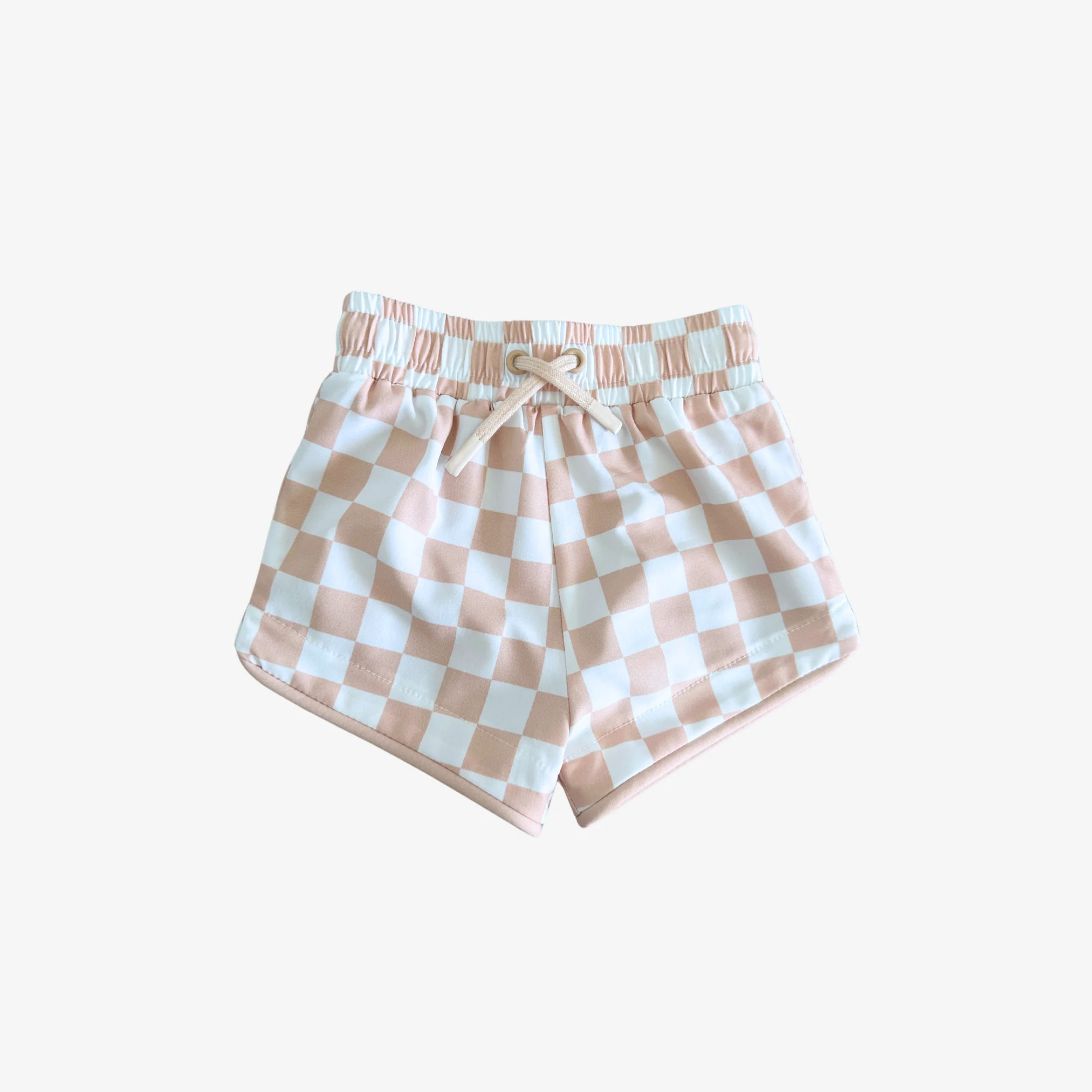 Seaside Short - Tan Check | Boys Swimwear | Swim Trunks | Ollie's Day