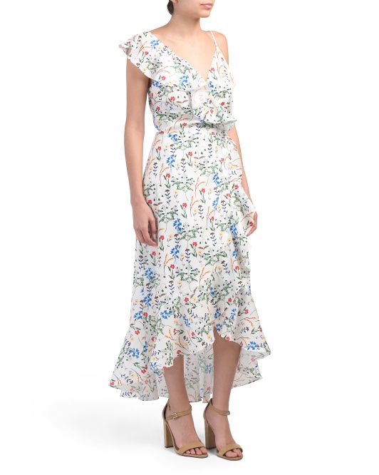 Floral Print Ruffle Midi Dress | TJ Maxx