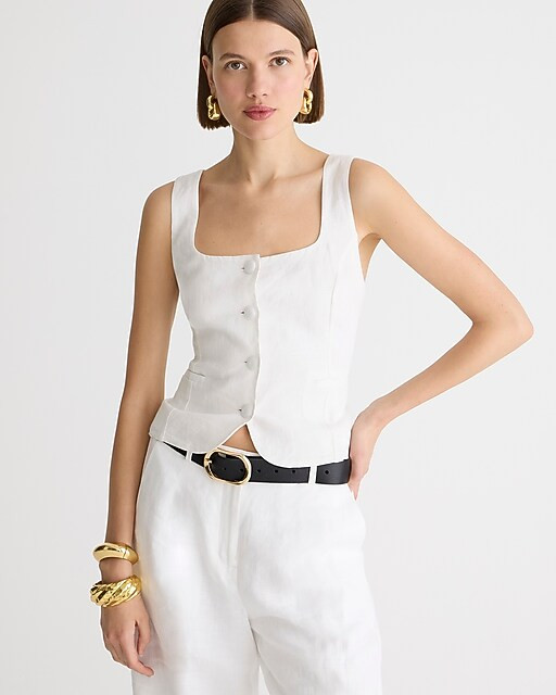 Scoopneck linen-blend vest | J. Crew US