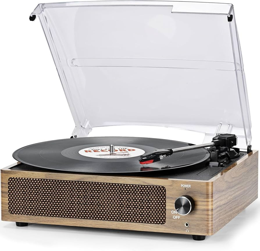 Vinyl Record Player with Speaker Vintage Turntable for Vinyl Records Belt-Driven Turntable Suppor... | Amazon (US)
