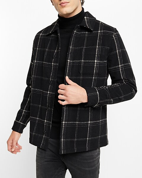 Plaid Wool-blend Shirt Jacket | Express