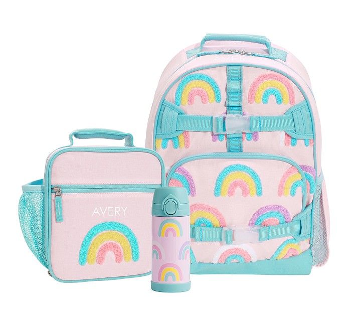 Mackenzie Pink Chenille Rainbows Backpack & Lunch Bundle, Set of 3 | Pottery Barn Kids