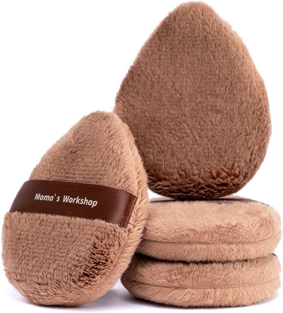 Momo's Workshop Long Fluffy Brown Egg-Shaped Powder Puff,Large Coverage, Even Powder Application,... | Amazon (US)