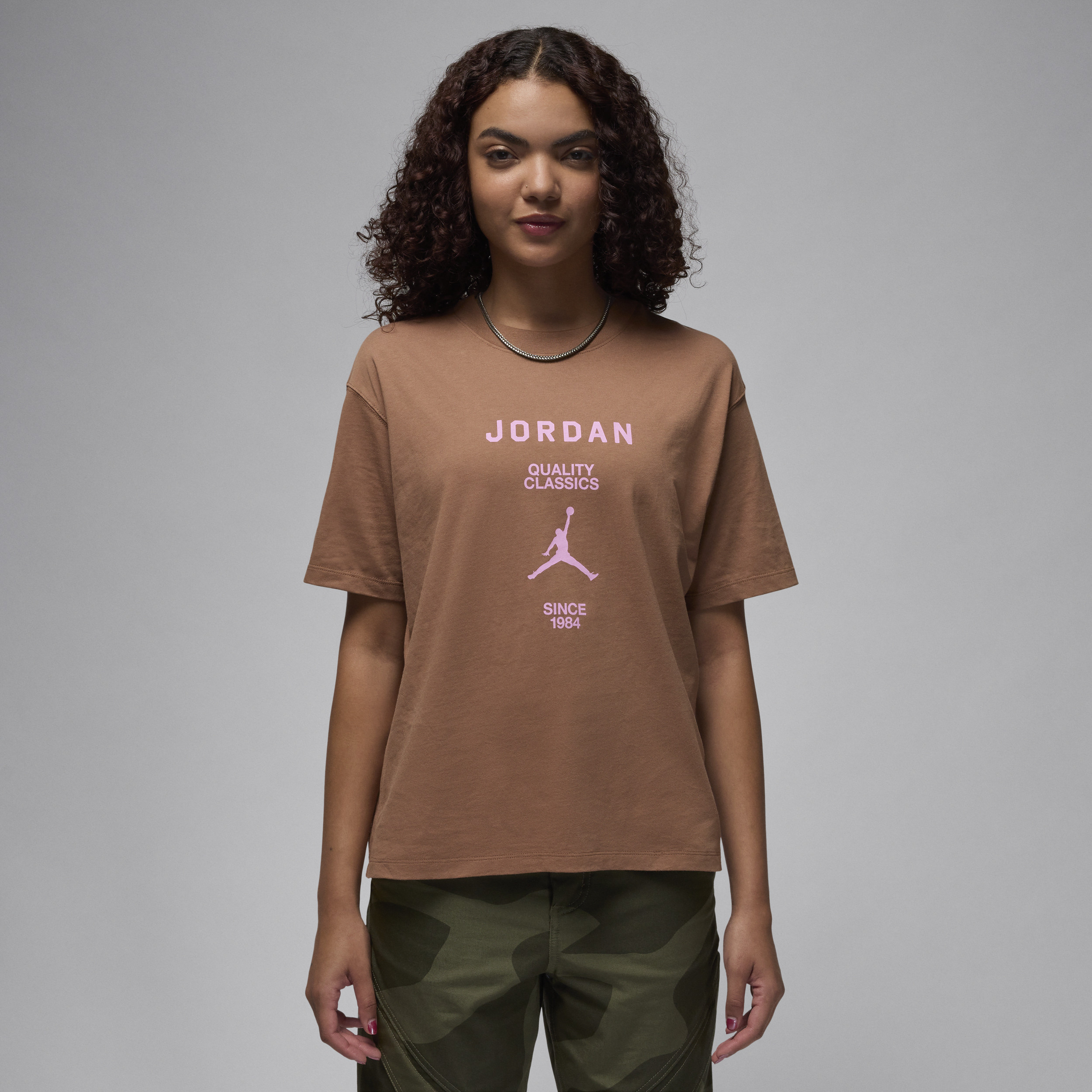 Women's Jordan Girlfriend T-Shirt in Brown | FZ0617-223 | Nike (US)