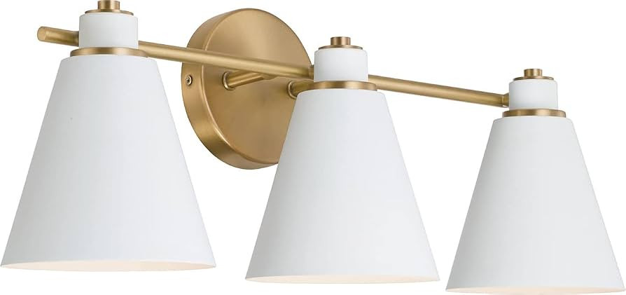 Capital Lighting 150131AW Bradley Modern Metal Cone Vanity Lights for Bathroom, 3-Light 300 Total... | Amazon (US)