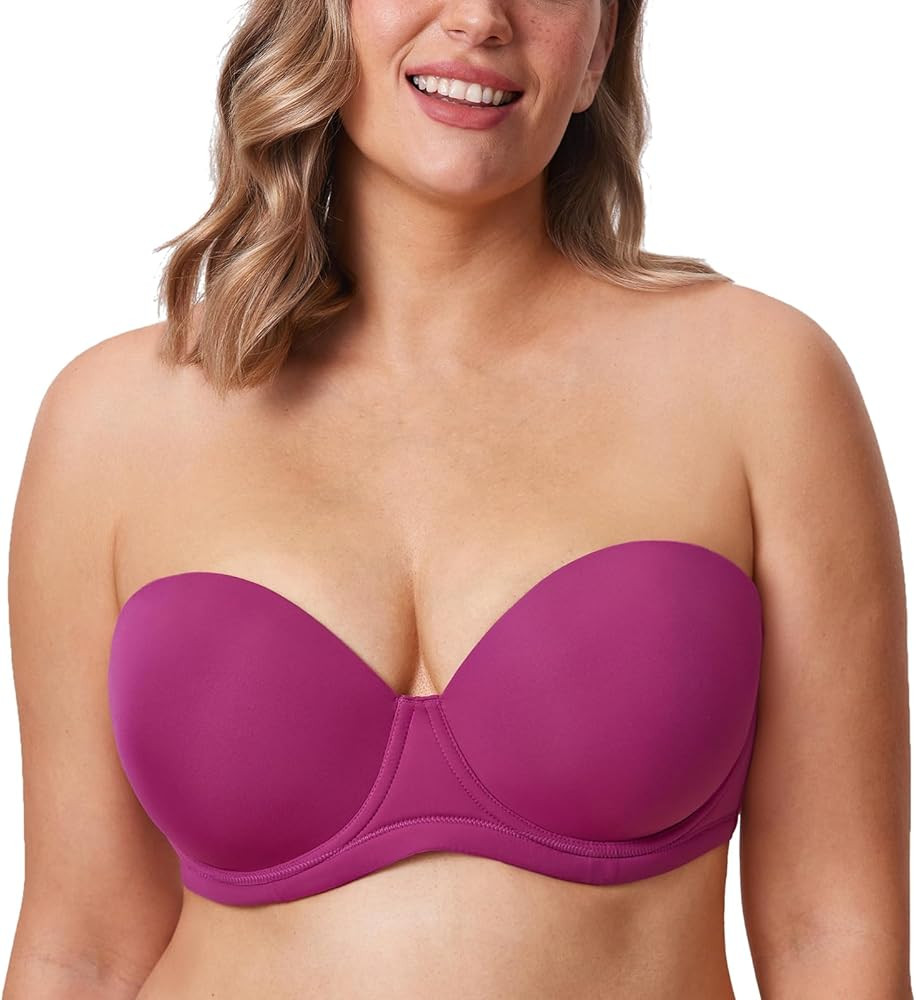 DELIMIRA Women's Underwire Contour Multiway Full Coverage Strapless Bra Plus Size | Amazon (US)