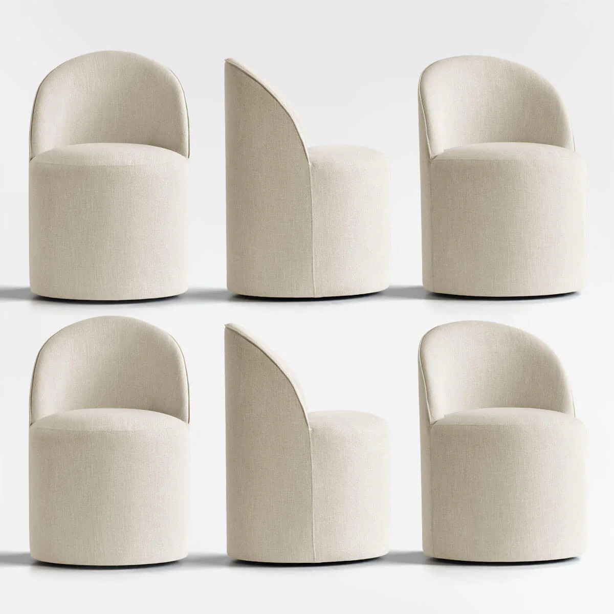 Doris Rolling Upholstered Dining Chair With Castors (Set of 6) | Pop Maison