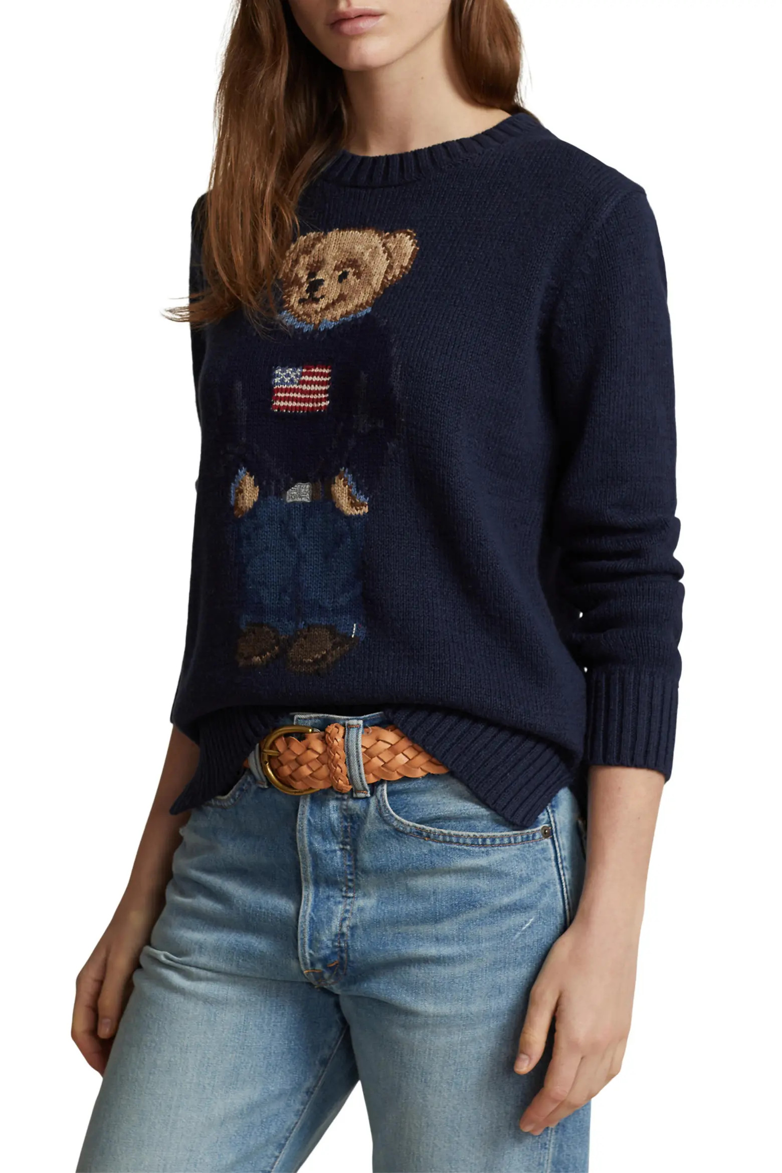 Polo Ralph Lauren Bear Graphic Cotton & Linen Crewneck Sweater (Women) | Nordstrom | Nordstrom